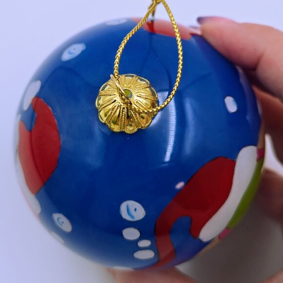 Pier 1 Li Bien Merry Fishmas Fish Hand Painted Christmas Ball Ornament With Box - Picture 8 of 15